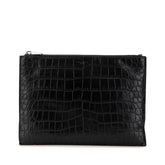 サンローラン クロコ型押し クラッチバッグ セカンドバッグ 39729 ブラック レザー メンズ SAINT LAURENT 【中古】